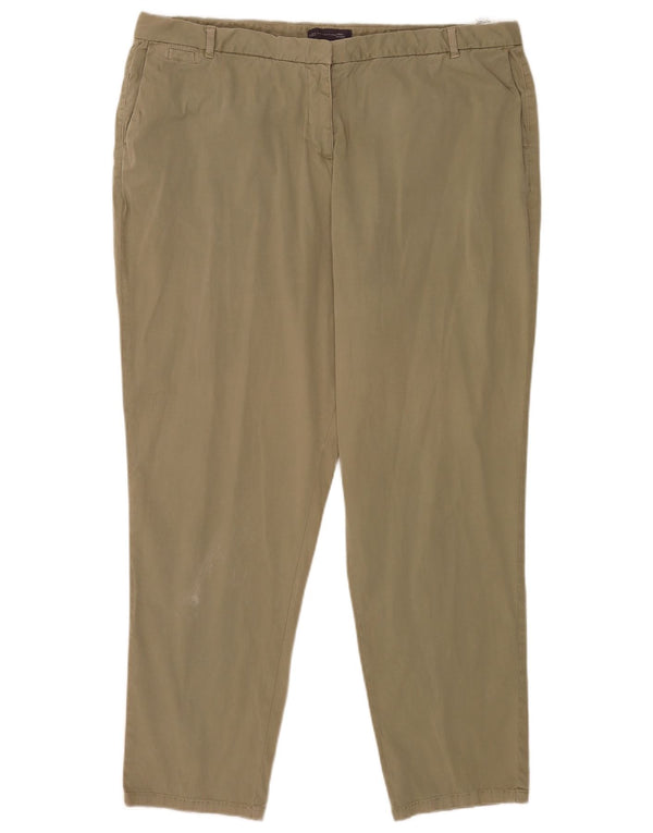 Marks & Spencer Pantalon Chino Droit Femme UK 20 2XL W38 L29 Kaki