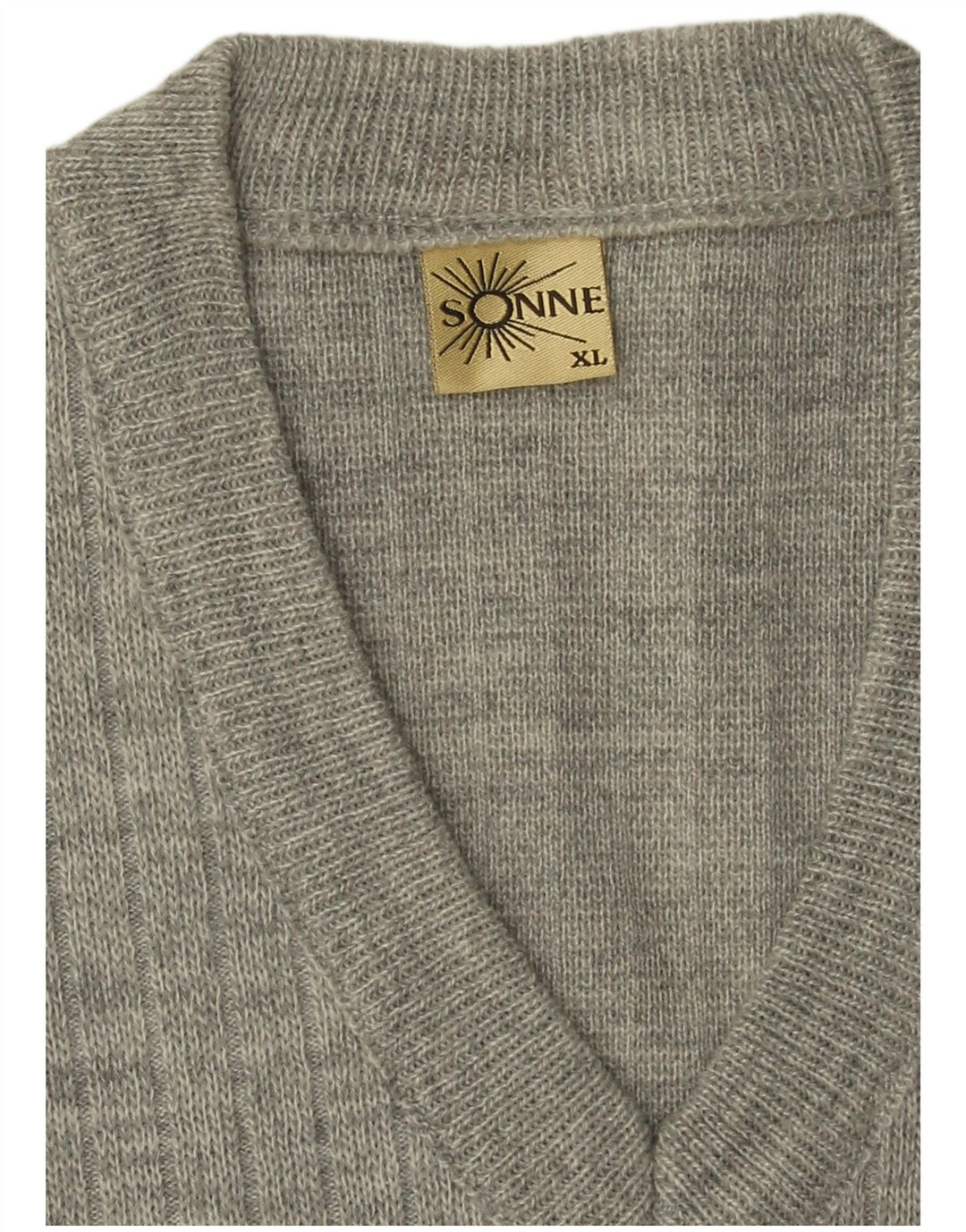 VINTAGE Homme Gilet Débardeur XL Gris Rayé Acrylique