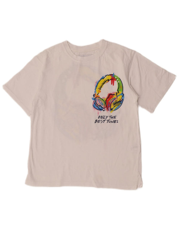 Zara Garçon Graphic T-Shirt Top 11-12 ans Blanc Coton