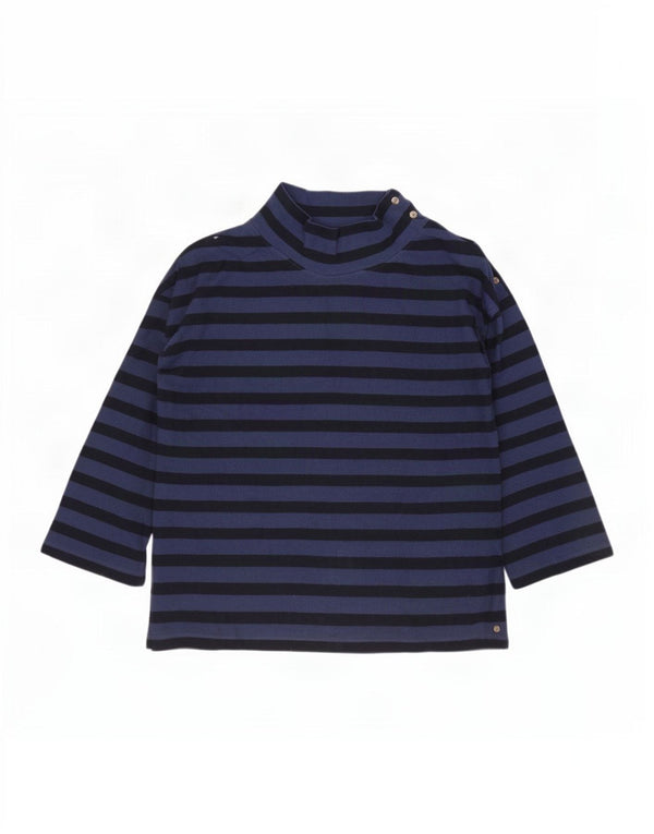 Fat Face Haut Femme Manches 3/4 UK 14 Grand Coton Rayé Bleu Marine