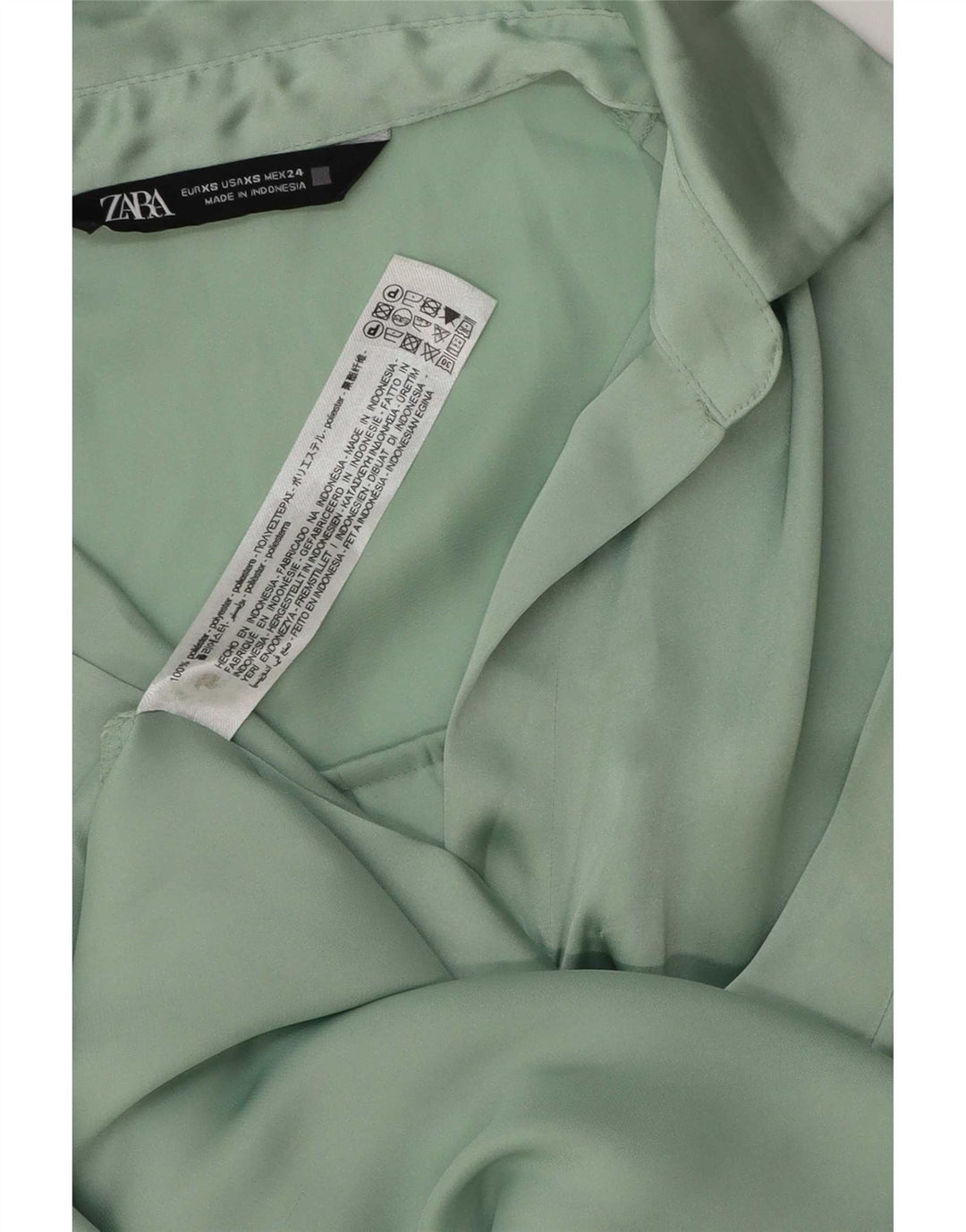 Zara Chemisier surdimensionné pour femme UK 6 XS Vert Polyester