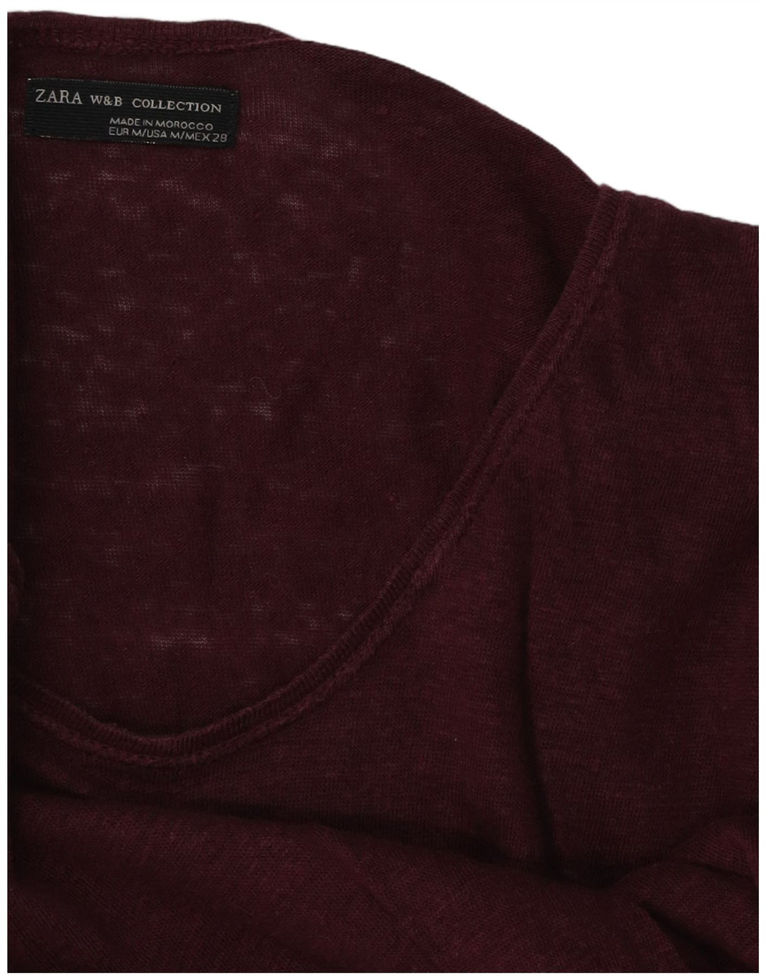 Zara Femme T-Shirt Top UK 14 Bordeaux Moyen