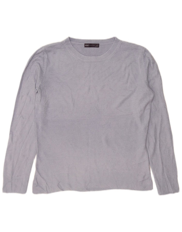 Marks & Spencer Pull surdimensionné à col rond pour femme UK 10 Petit Bleu