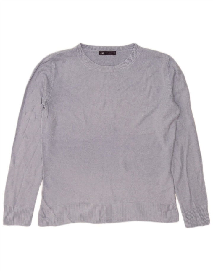 Marks & Spencer Pull surdimensionné à col rond pour femme UK 10 Petit Bleu