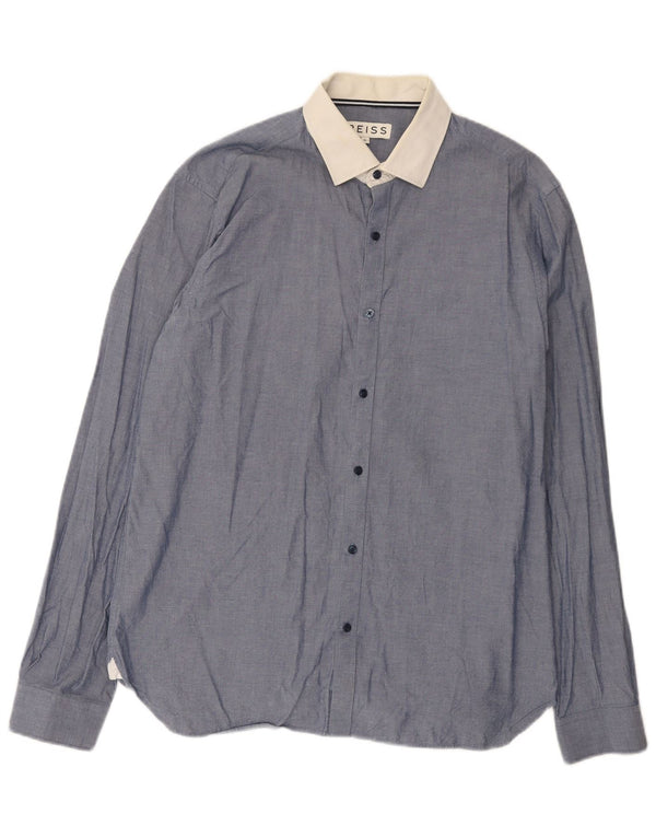Reiss Chemise Homme XL Bleu Colorblock Coton