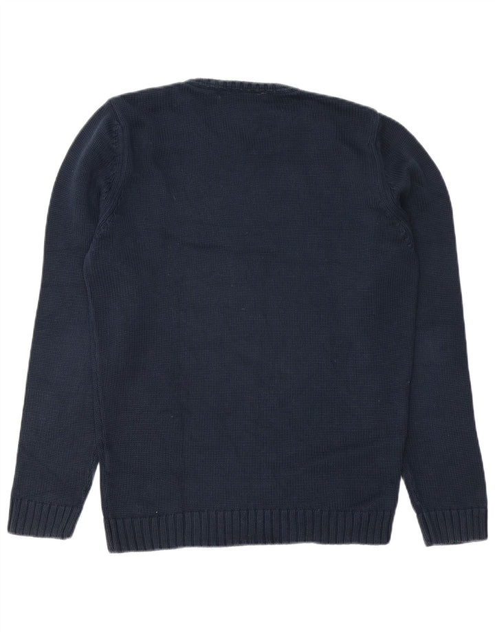 ZARA Pull à col rond pour homme en coton bleu marine moyen