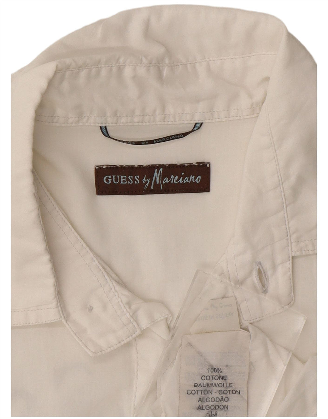 GUESS Chemise graphique à manches courtes pour hommes Petit coton blanc