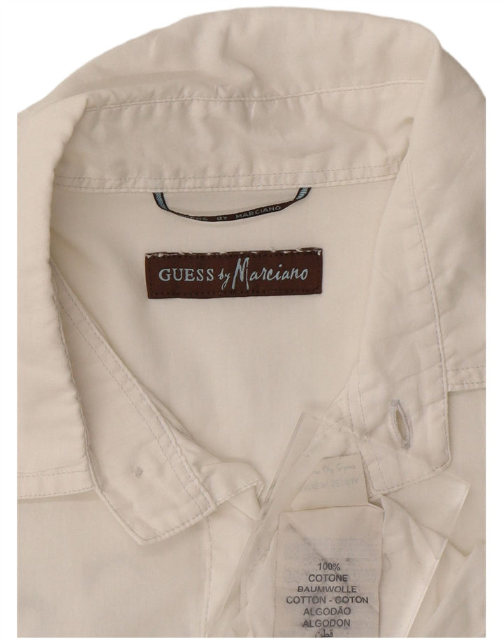 GUESS Chemise graphique à manches courtes pour hommes Petit coton blanc