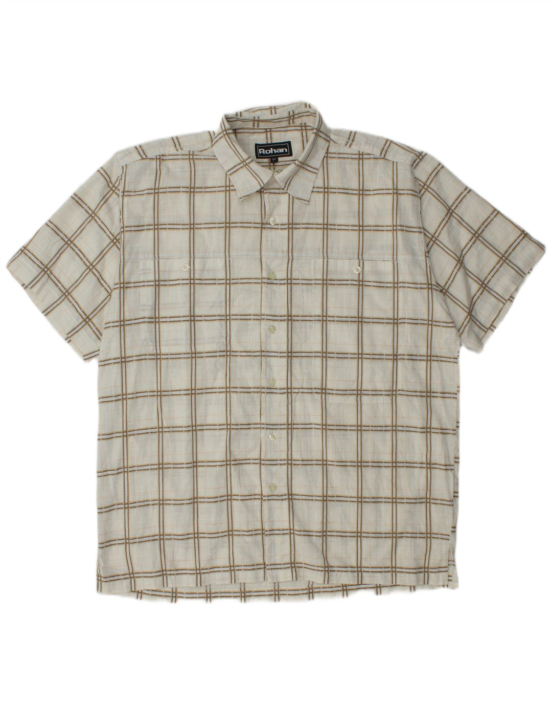 Rohan Chemise à manches courtes pour homme en polyester à carreaux blanc cassé