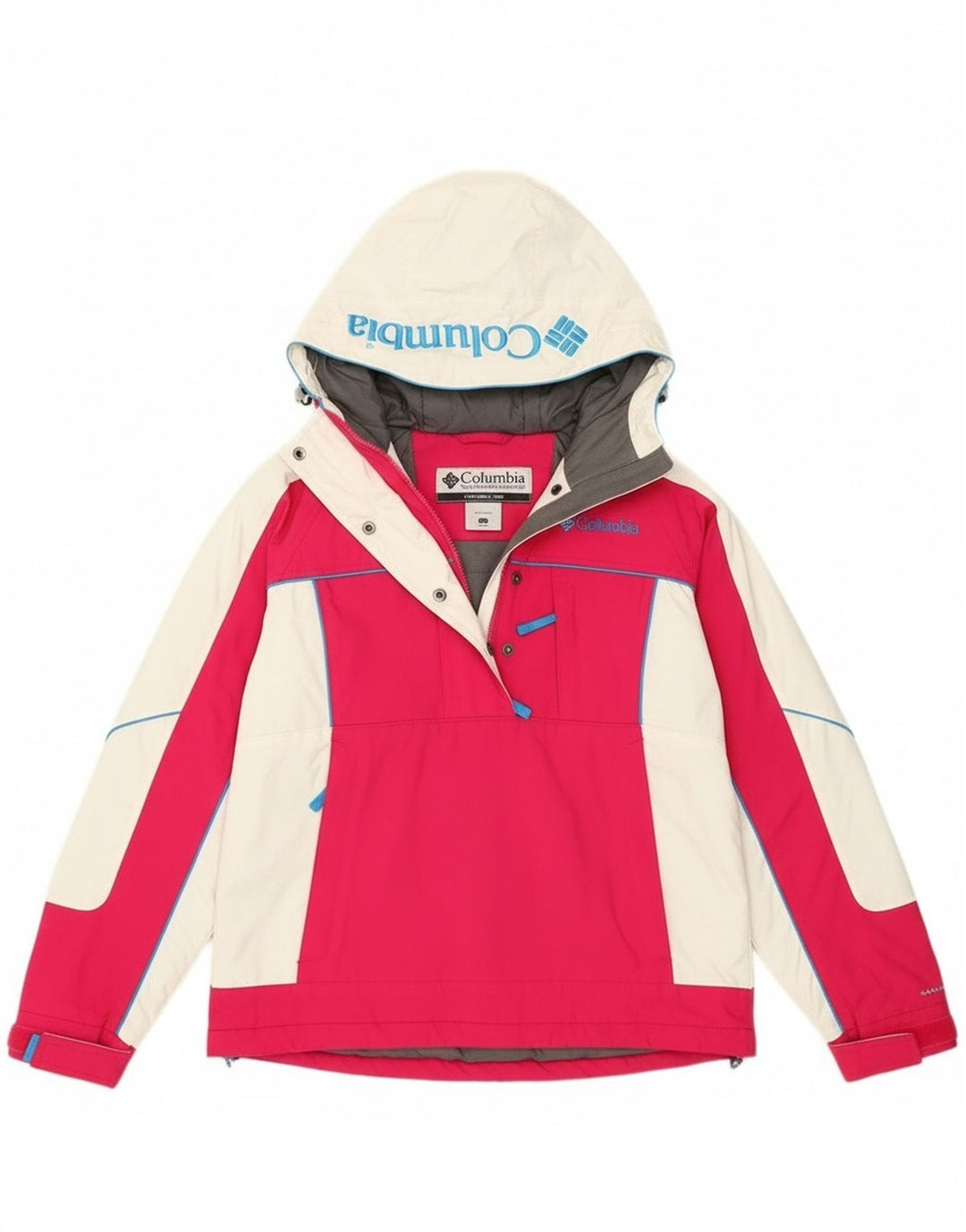 Columbia Veste Anorak à capuche surdimensionnée pour femme UK 10 Small Rose Colourblock