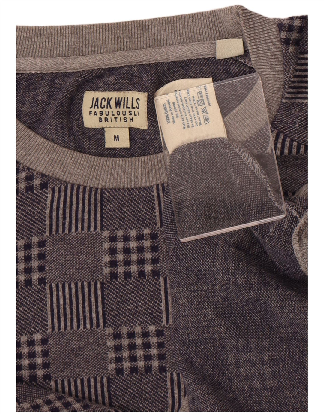 Jack Wills Pull à col rond pour homme Bleu marine moyen Patchwork