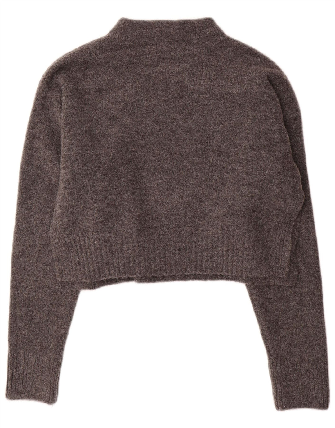 Zara Pull court à col roulé pour femme UK 14 Gris moyen Acrylique