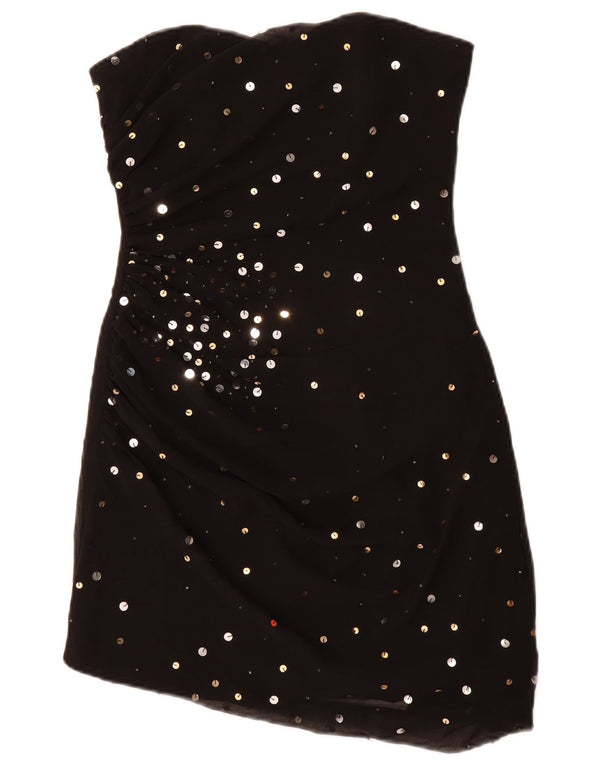 Lipsy Robe bustier femme UK 10 Small Noir Moucheté