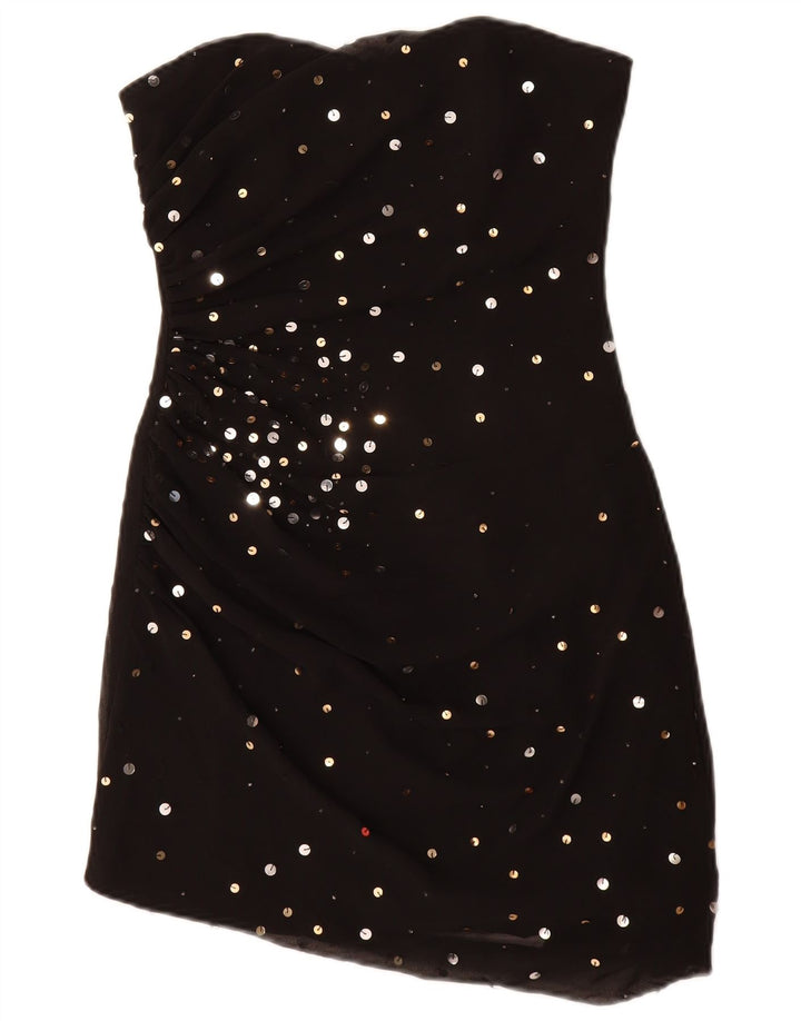 Lipsy Robe bustier femme UK 10 Small Noir Moucheté