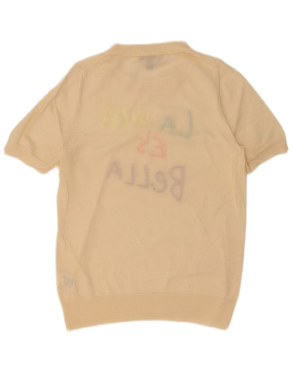 J. Crew Pull graphique à col rond pour femme UK 14 Large Blanc cassé