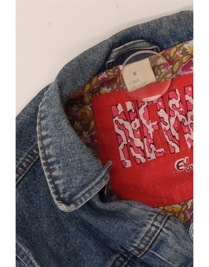 veste en denim crop femme vintage UK 14 coton bleu moyen