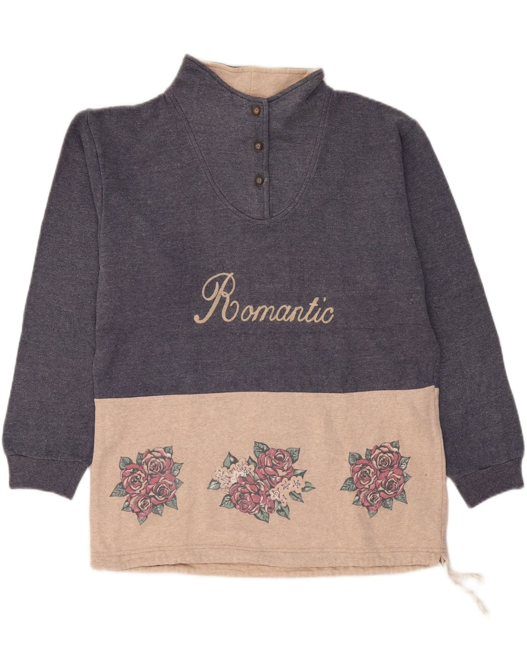 CAMPAGNOLO Sweat-shirt graphique pour femme UK 18 XL Bleu marine Floral