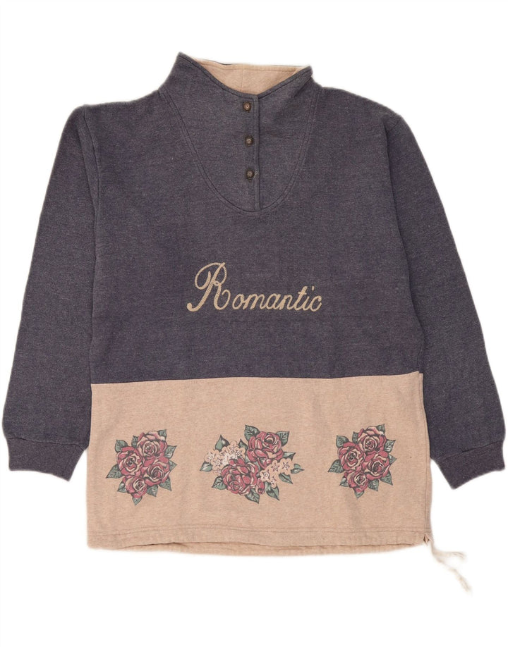 CAMPAGNOLO Sweat-shirt graphique pour femme UK 18 XL Bleu marine Floral