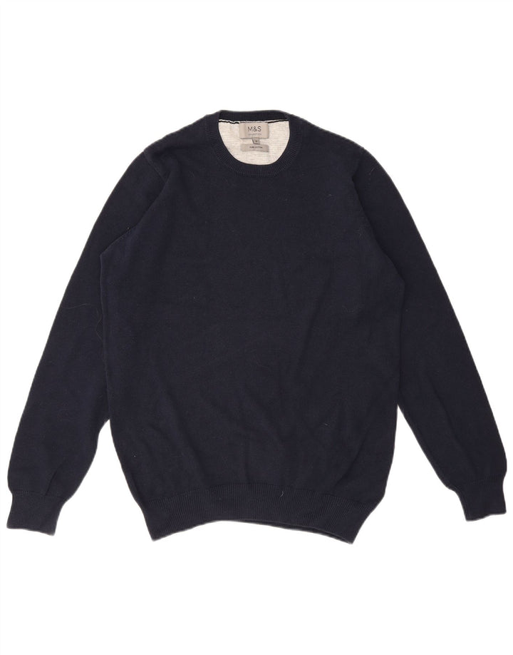 MARKS & SPENCER Pull à col rond pour homme en coton bleu marine Petit