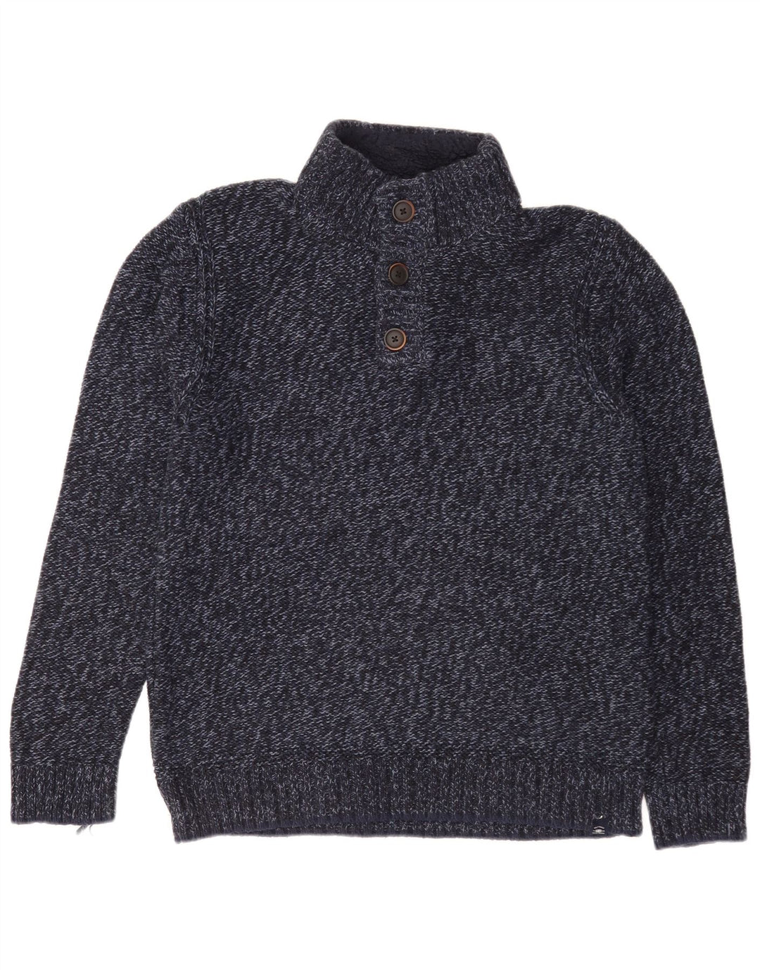 Fat Face Pull col boutonné pour homme en coton moucheté bleu marine moyen