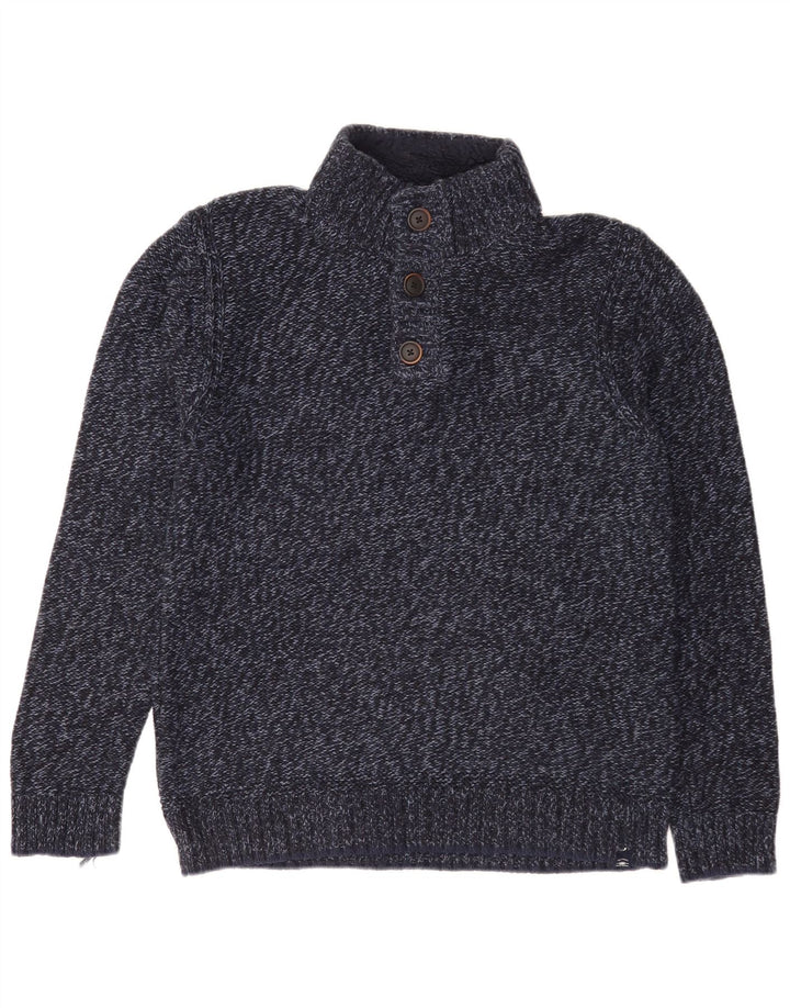 Fat Face Pull col boutonné pour homme en coton moucheté bleu marine moyen