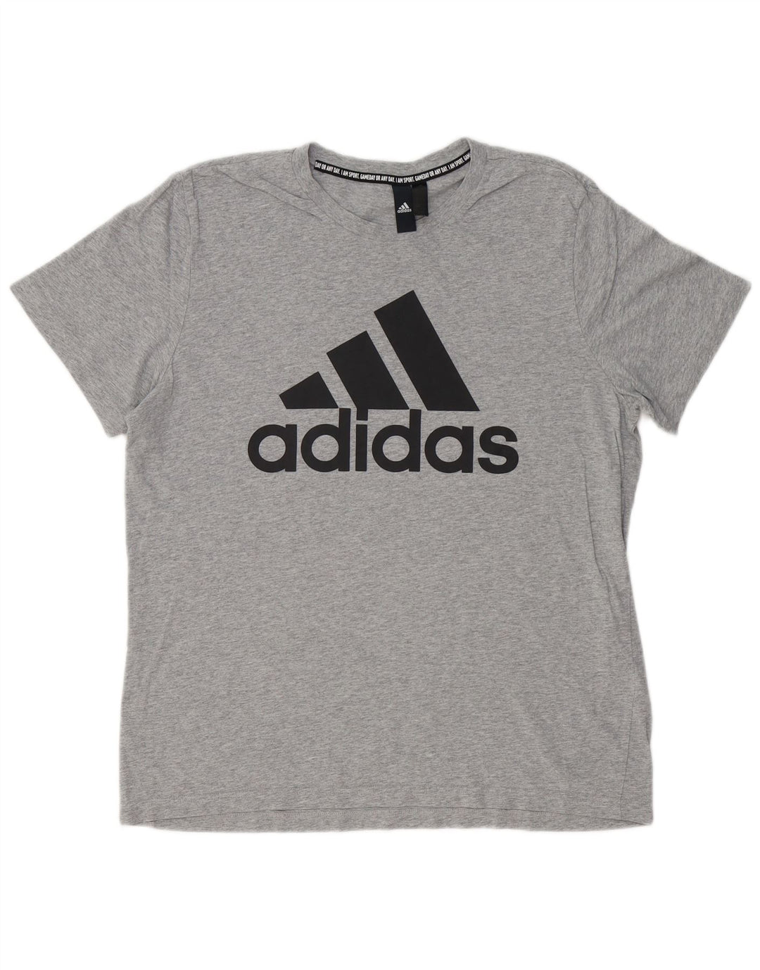ADIDAS T-shirt graphique pour hommes, grand, gris, coton