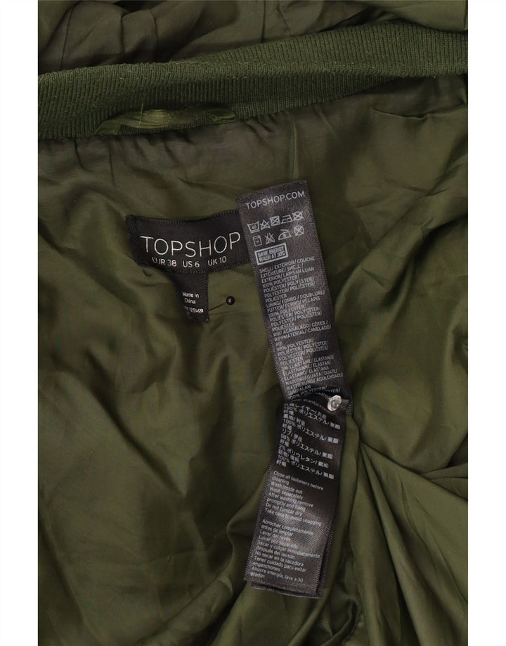 Topshop Veste matelassée surdimensionnée à capuche pour femme UK 10 Petit Kaki Polyester