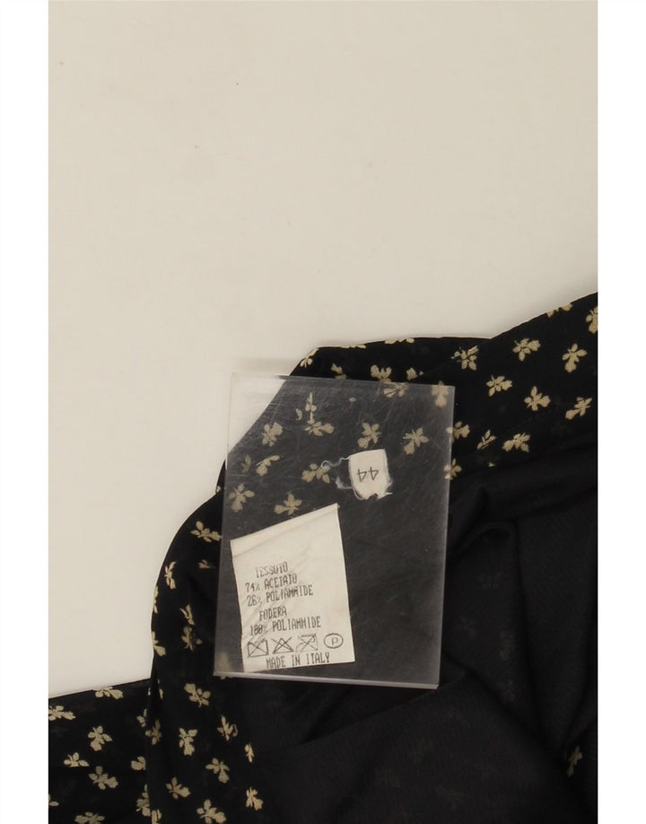 VINTAGE Jupe trapèze taille haute femme IT 44 Medium W26 Bleu Marine Floral