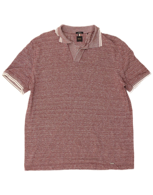 Hugo Boss Polo Slim Fit XL en coton moucheté bordeaux