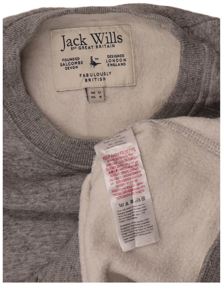 Jack Wills Sweat-shirt pour femme UK 12 Gris moyen Coton