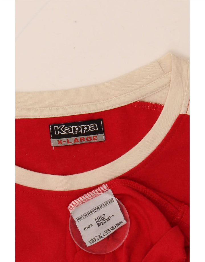 KAPPA Haut Homme Manches Longues XL Rouge Colourblock Coton