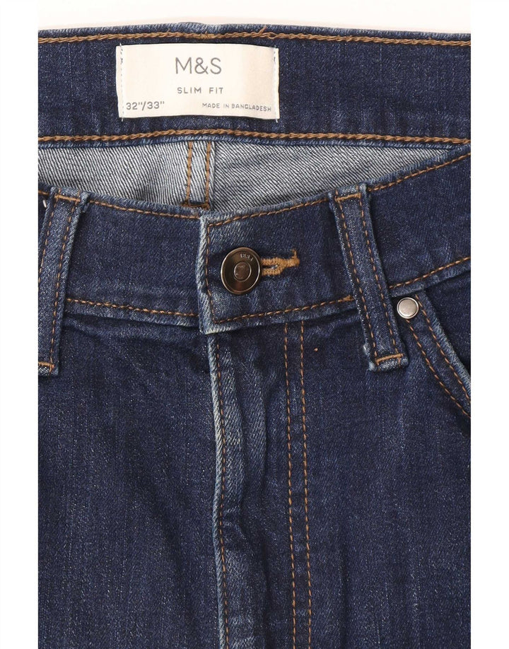 Marks & Spencer Jean Slim Homme W32 L33 Bleu Marine Coton