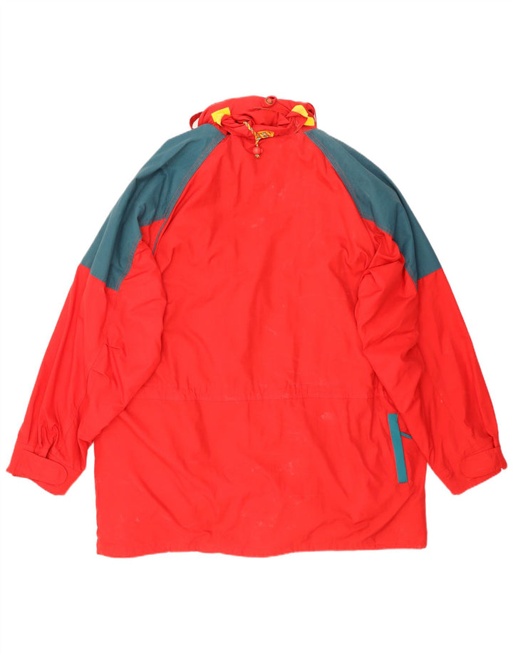 veste de ski à capuche homme vintage UK 42 XL Rouge Colourblock Polyester