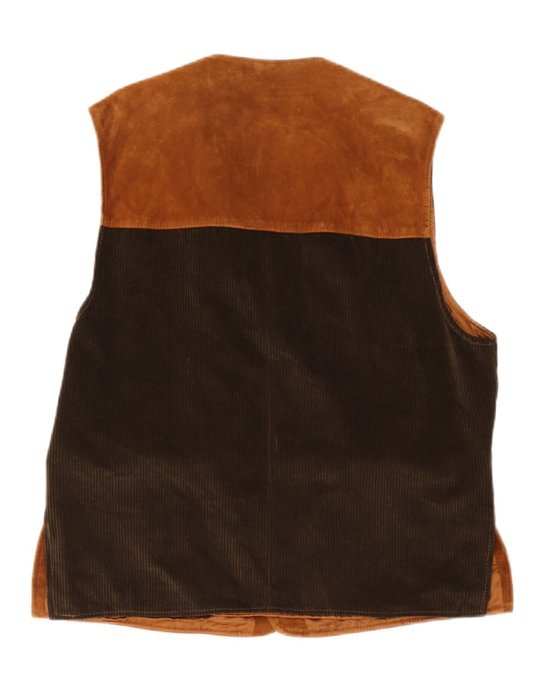 Gilet en daim homme vintage IT 52 XL Cuir colorblock beige