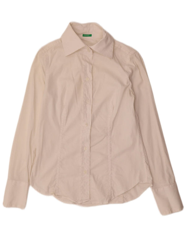 Benetton Chemise Femme UK 12 Medium Blanc