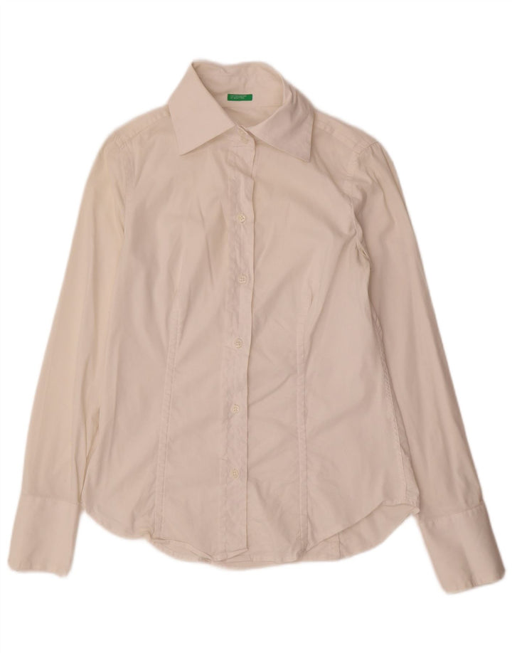 Benetton Chemise Femme UK 12 Medium Blanc