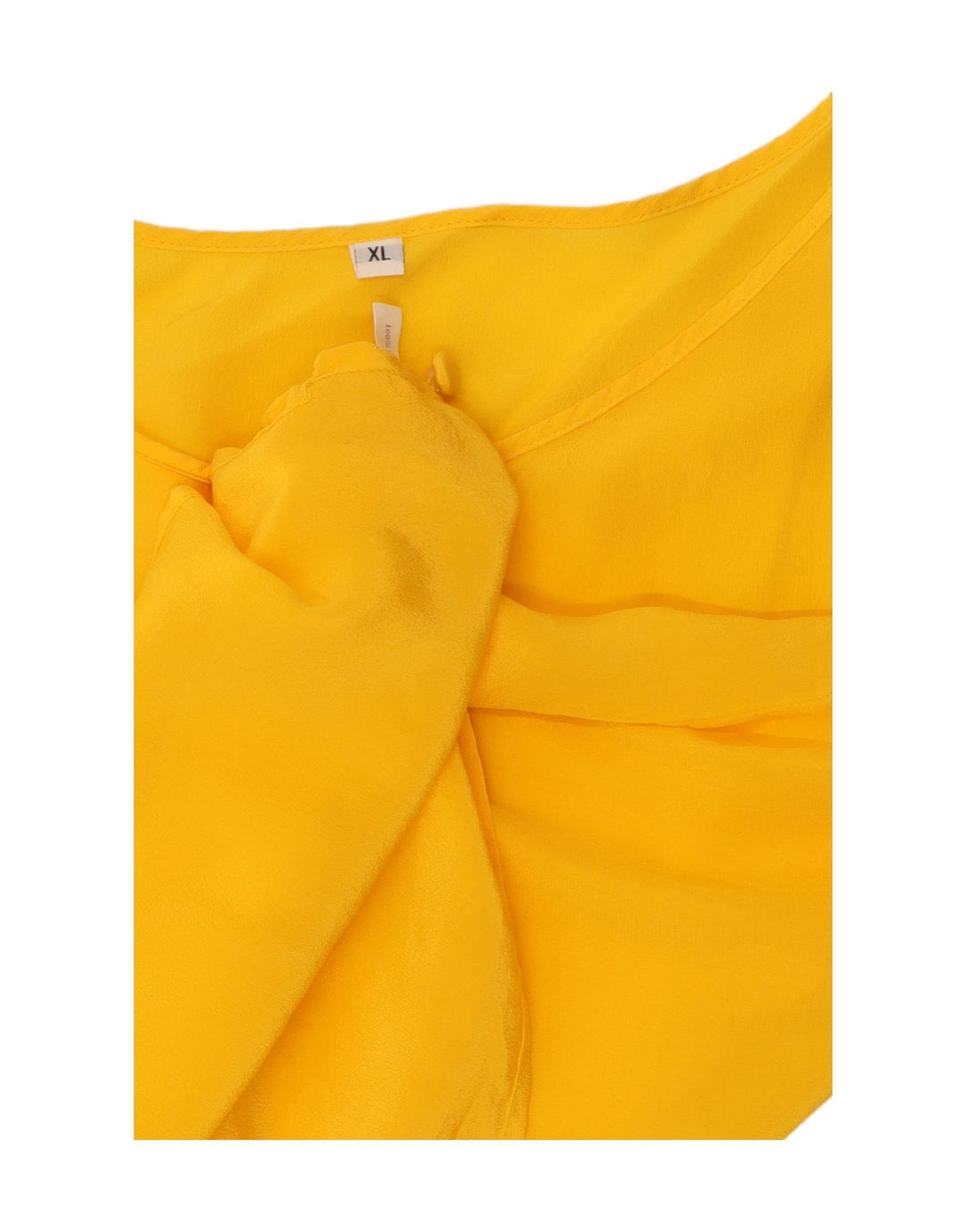 VINTAGE Femme Chemisier sans manches Top UK 18 XL Soie Jaune