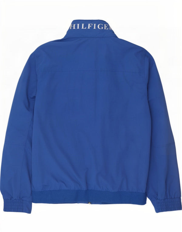 Tommy Hilfiger Veste de pluie à capuche graphique pour homme UK 42 XL Bleu Nylon