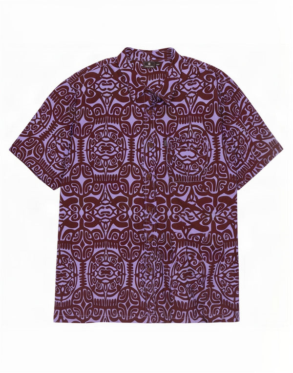 Tribal Origin Chemise à manches courtes pour homme Motif abstrait 2XL Violet Coton