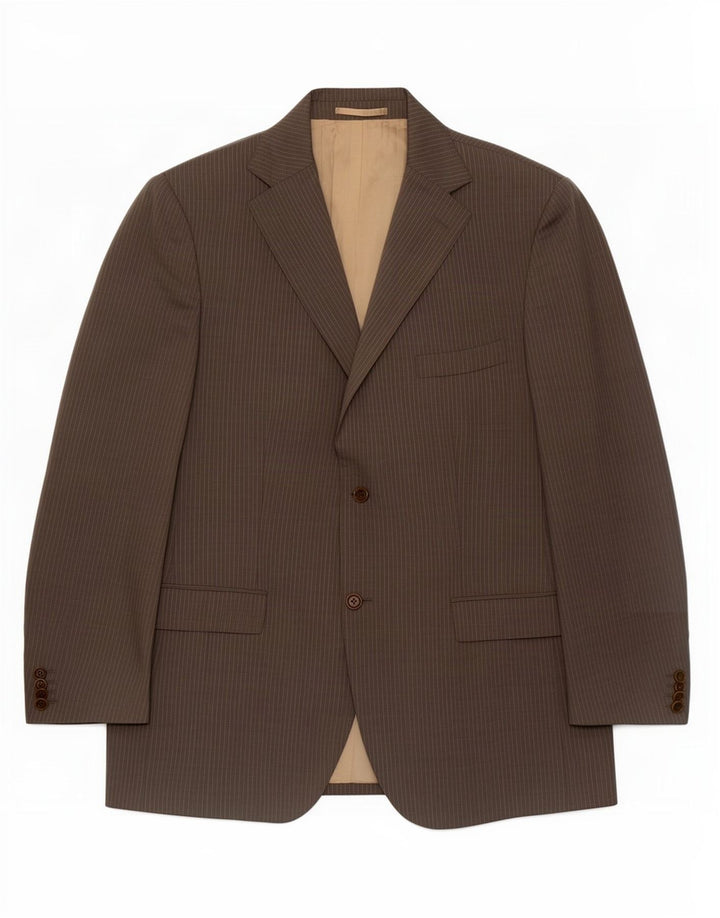 Massimo Dutti Veste blazer à 2 boutons pour homme EU 54 XL en laine à fines rayures gris