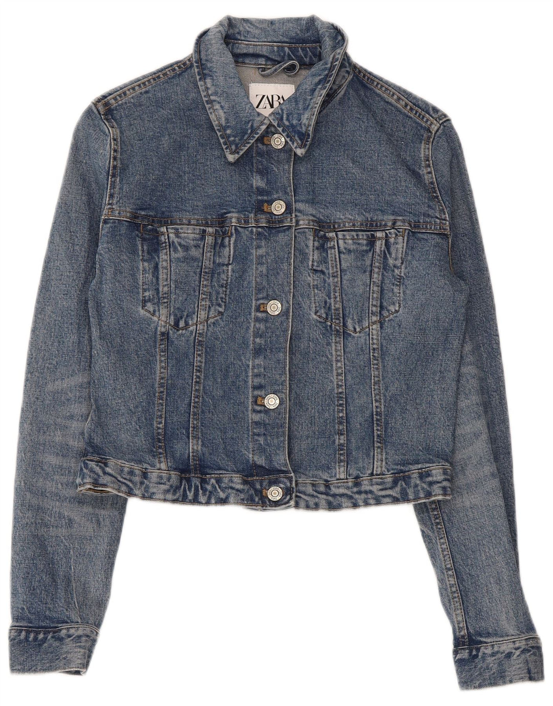 Zara Veste en jean courte pour femme UK 10 Petit Bleu