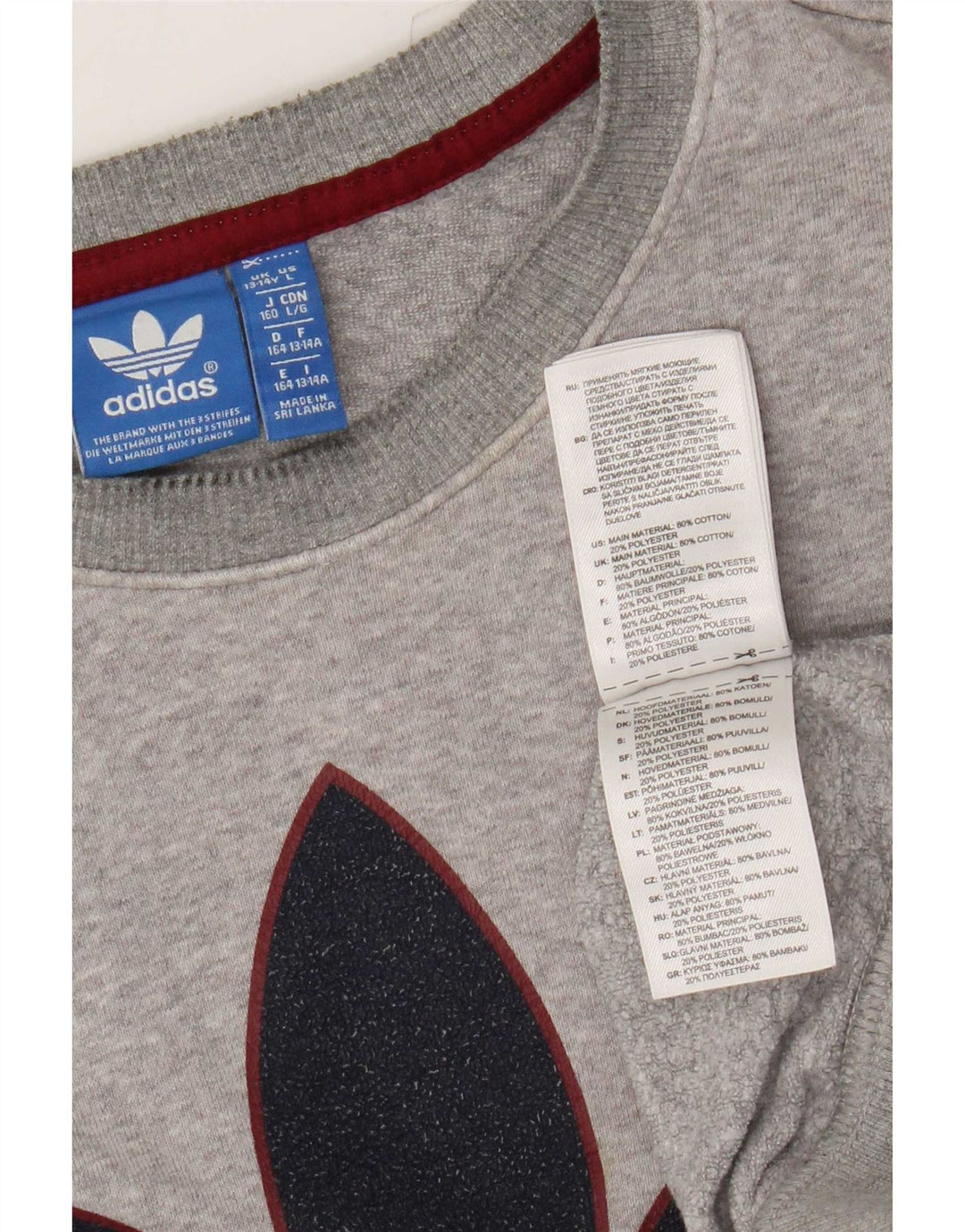 Adidas Sweat-shirt à trois bandes pour garçon 13-14 ans Gris moucheté