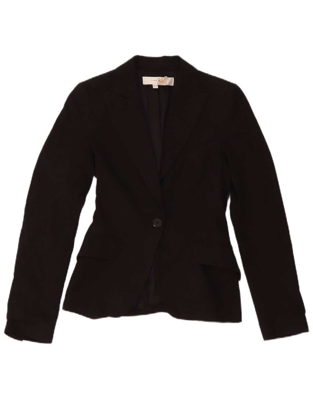 Zara Veste Blazer 1 Bouton Femme EU 34 2XS Noir Polyester