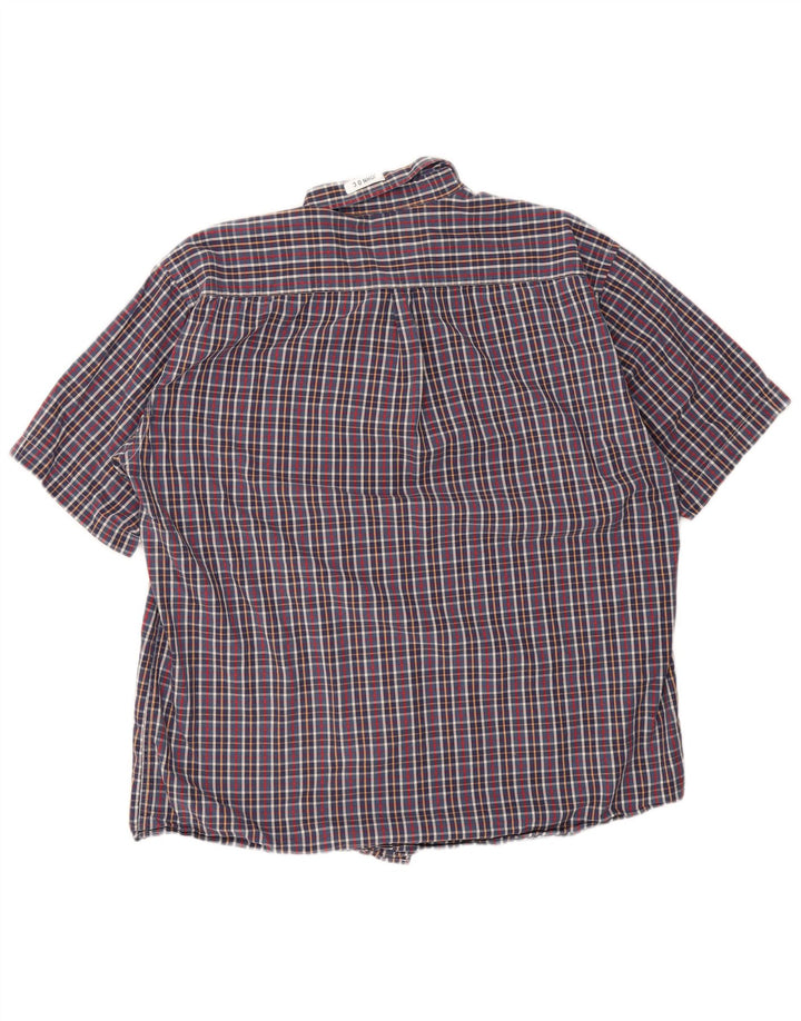 Gant Chemise à manches courtes pour hommes, coupe régulière, 3XL, à carreaux bleus