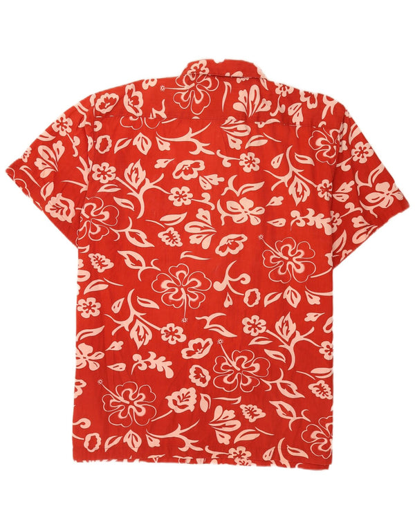 vintage Mens Hawaiian Short Sleeve Shirt XL Rouge Floral Coton