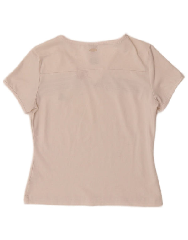 Adidas T-Shirt Femme Top UK 12 Medium Blanc Polyester
