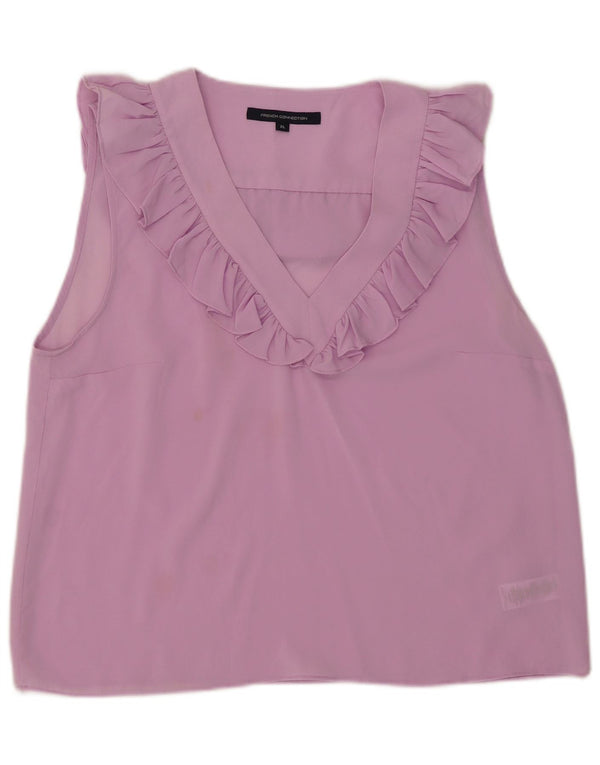 French Connection Chemisier sans manches à volants sur le devant pour femme UK 18 XL Rose