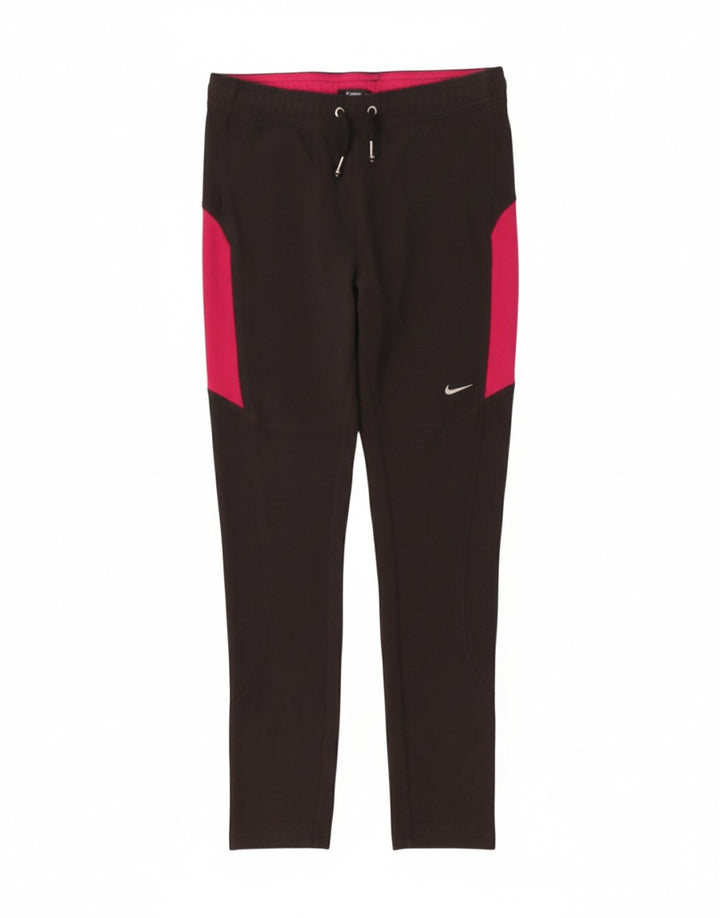 NIKE Womens Leggings UK 12 Medium  Black Colourblock