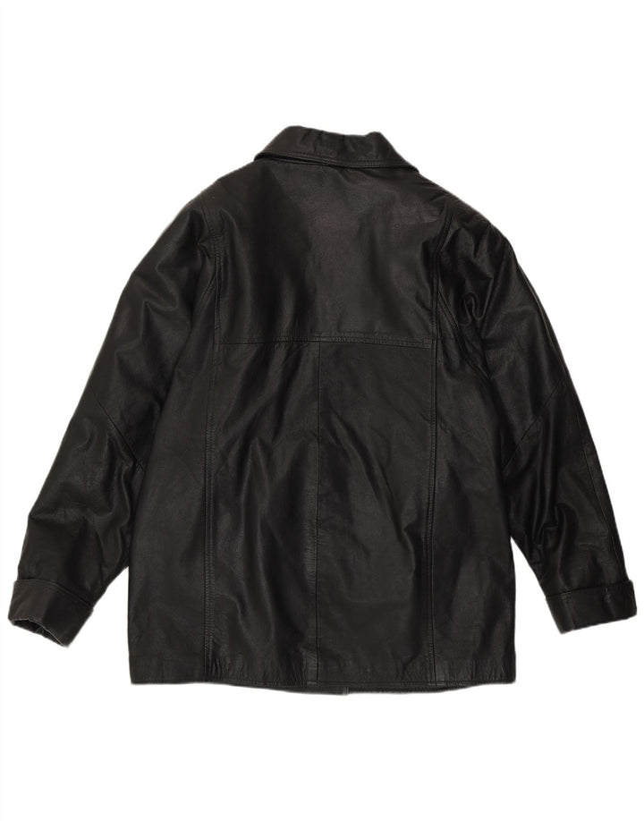 Modern Classics Veste en cuir coupe ample pour femme UK 14 Cuir noir moyen
