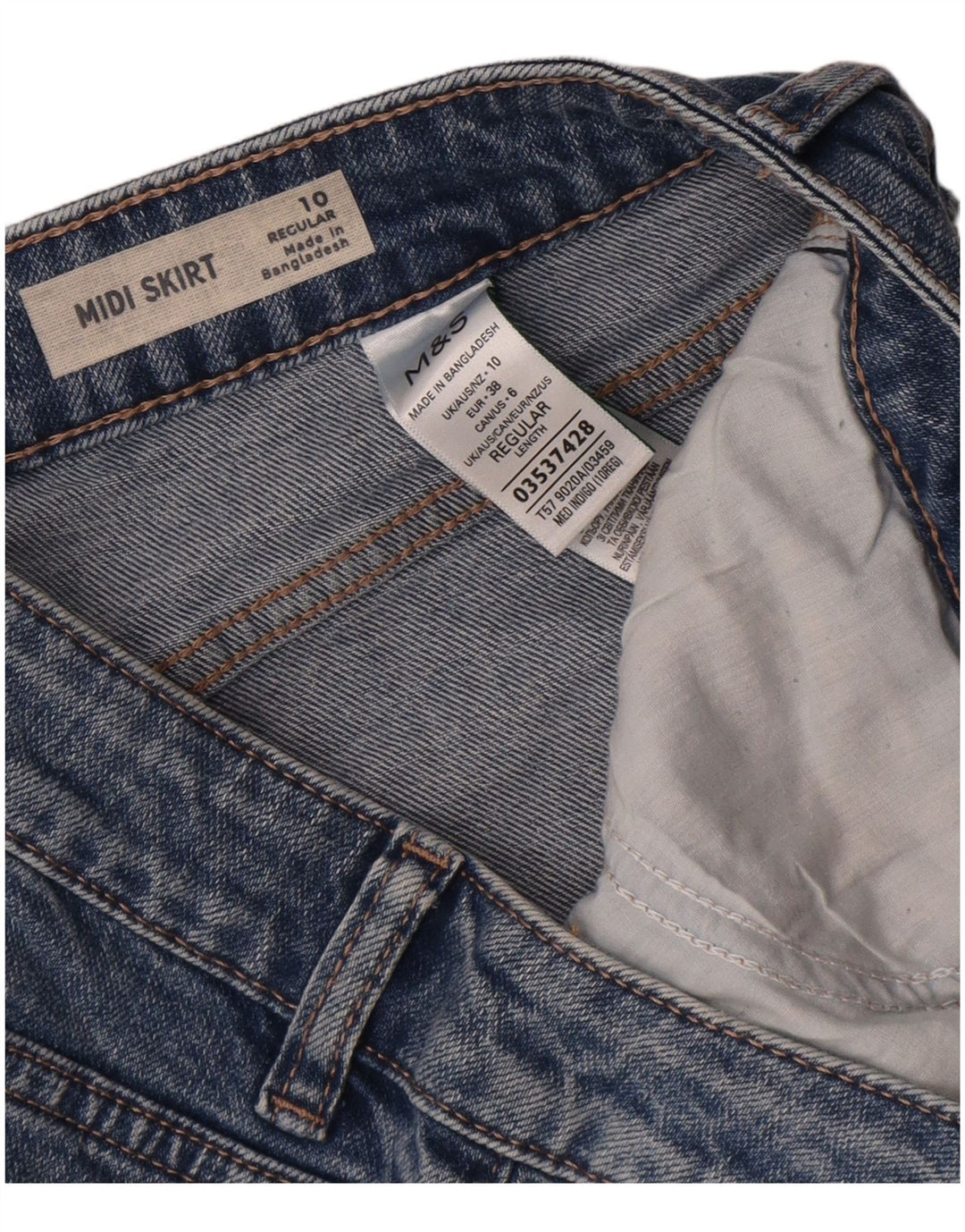 Marks & Spencer Jupe mi-longue en jean régulier pour femme UK 10 Small W30 Bleu